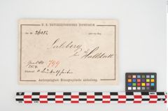 Etikett zu Bronzehelmbesatzscheibe (NHMW-PRAE-026082)